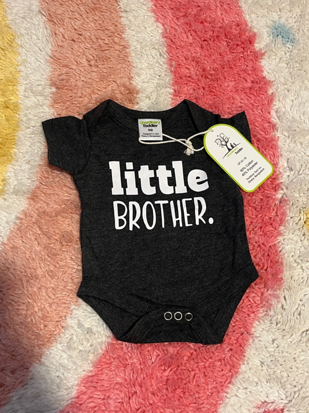 Little Brother Black Baby One-Piece Bodysuit by Unordinary Toddler